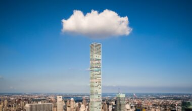 A cloud hangs over 432 Park Ave, New York City.