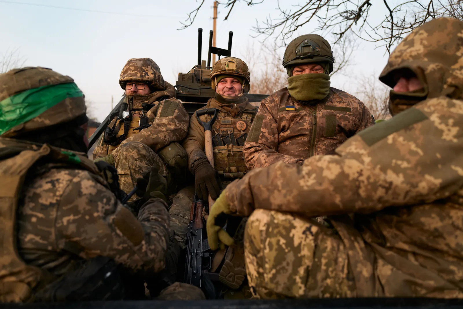 This image from February 14, 2025, shows Ukrainian troops in the Donetsk region of Ukraine.