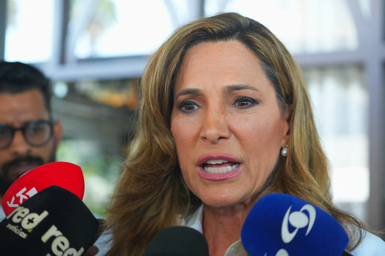 US Representative Maria Elvira Salazar speaking at a press conference during the presidential election runoff in Barranquilla, Colombia, on June 21, 2026. (Photo by Vanexa Romero / AFP via Getty Images)