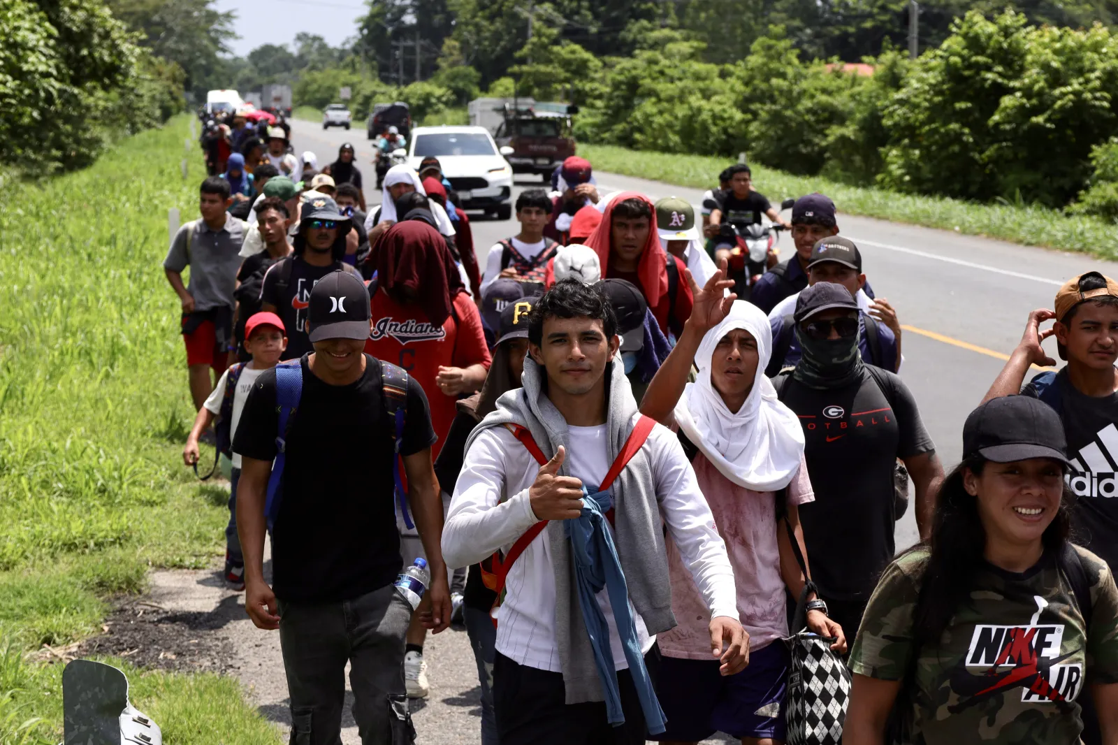 Migrants from Honduras advance through southern Mexico toward the United States in Ciudad Hidalgo, Mexico, on September 24, 2026.