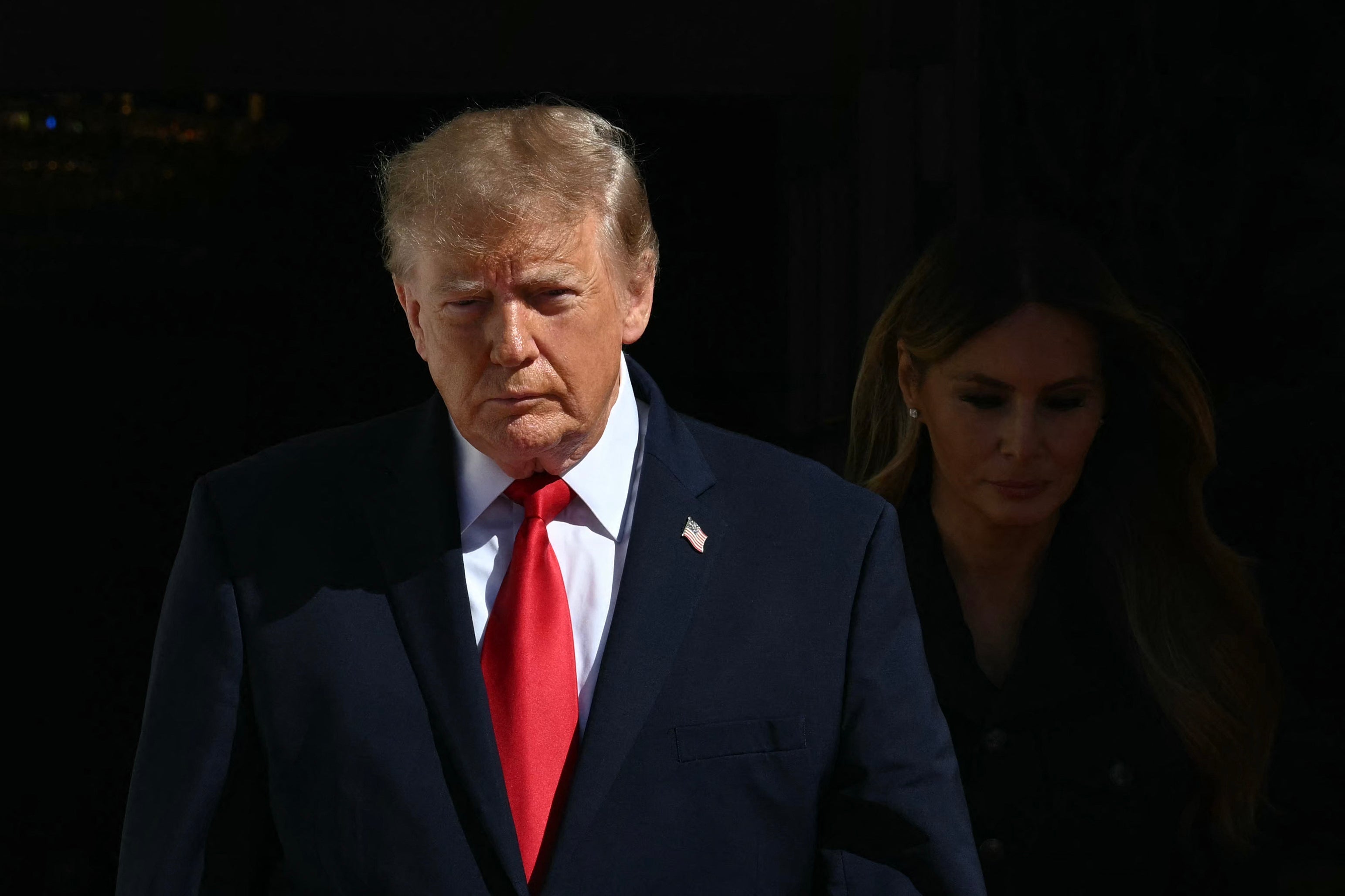 President Trump had a noticeable scowl on his face as he looked out upon the press pool while awaiting China’s Xi Jinping and his wife Peng Liyuan for tea at the White House Friday