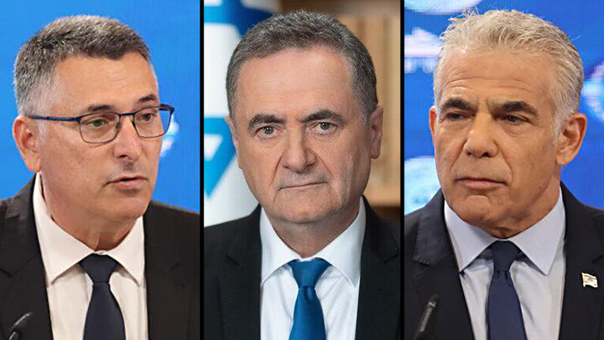 Gideon Sa’ar, Israel Katz and Yair Lapid (Photo: Moti Kimchi, Yoav Dudkevitch, Elad Malka/Defense Ministry) יאיר לפיד ישראל כ"ץ גדעון סער