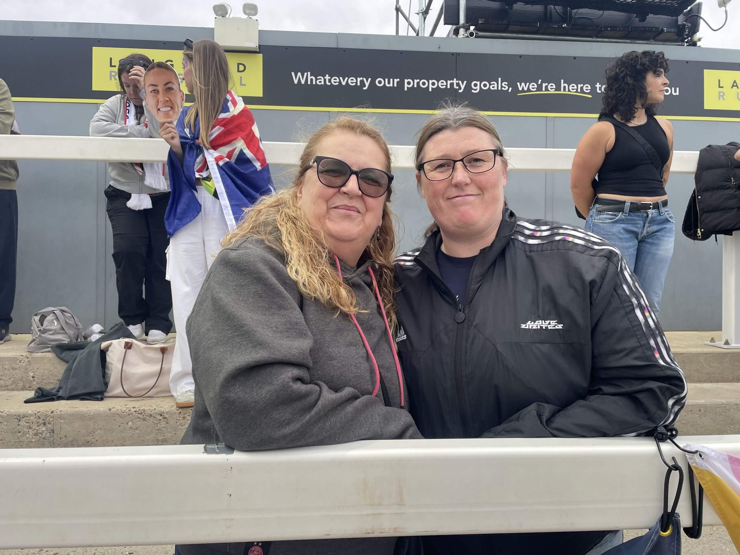 Two fans pictured in the stands