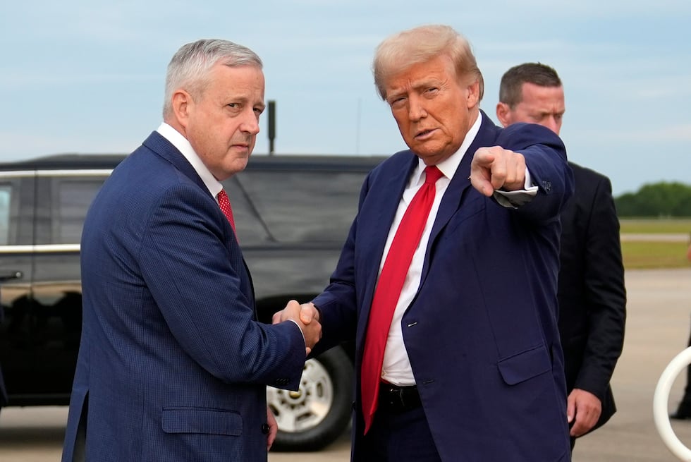 Republican presidential nominee former President Donald Trump stands with Republican National...
