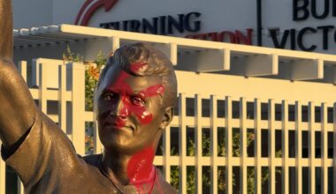 Newly unveiled Charlie Kirk statue vandalized at Turning Point USA headquarters