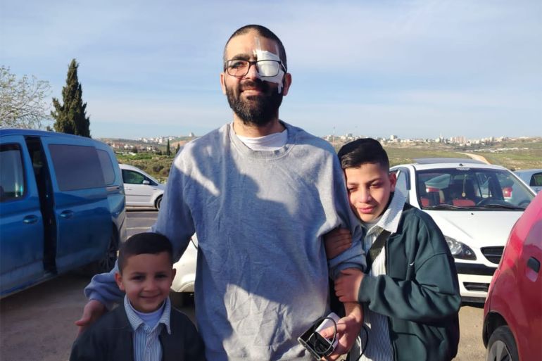 Muath Amerneh with children in the occupied West Bank [Courtesy of Muath Amarneh]