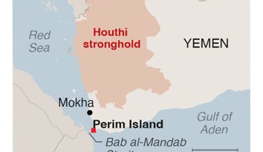 The capture of Perim Island came as Saudi Arabia announced that it had shut down a critical oil pipeline, a day after Houthi forces swept into the strategic port city of Mokha in Yemen.