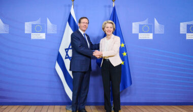 Israeli president Isaac Herzog and European Commission president Ursula von der Leyen in Brussels on 25 January 2023
