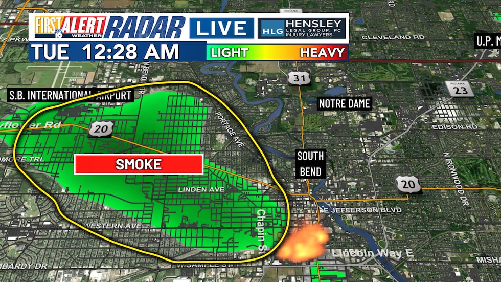 WNDU's First Alert Radar was able to pick up the smoke from the fire across the western side...