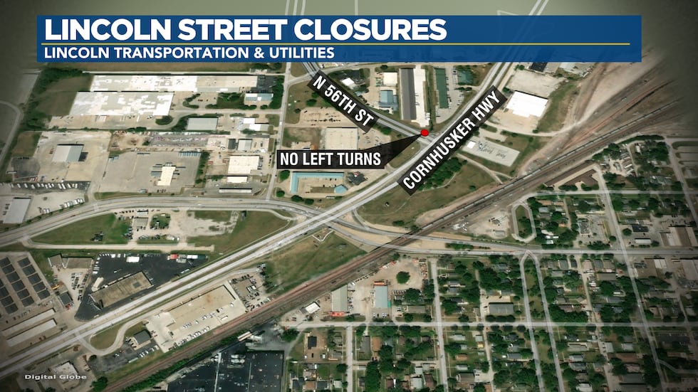 At the intersection of 56th Street and Cornhusker Highway, left turns from 56th Street to...