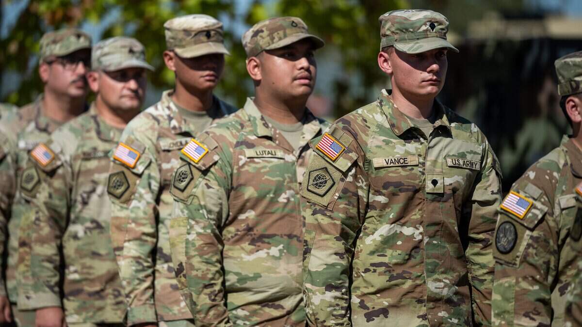 Members of the 319th Expeditionary Signal Battalion wait to get their medal awards during a soldiers’ homecoming and medal ceremony at B.T. Collins U.S. Army Reserve Center in Sacramento on Saturday.