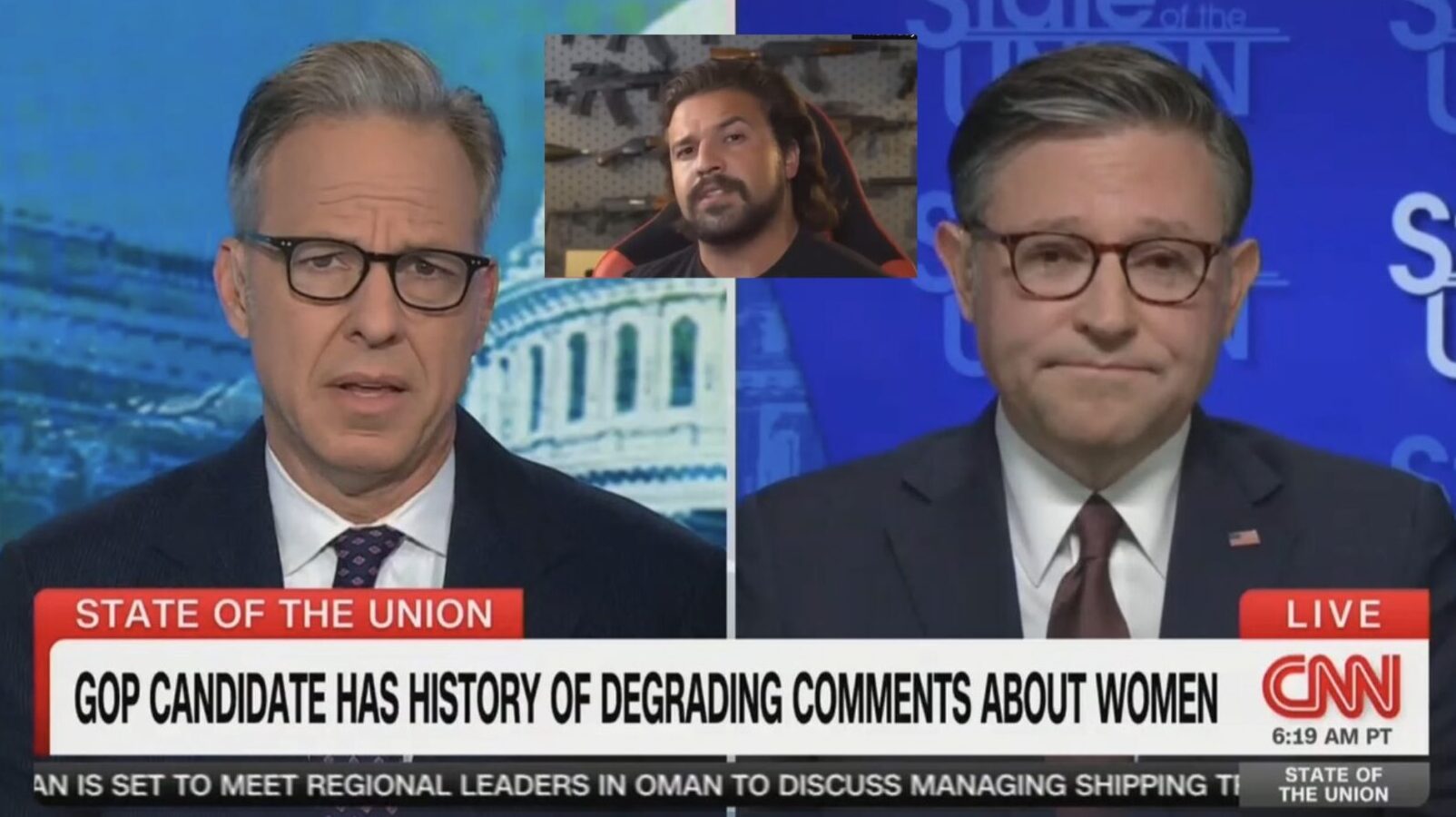 Jake Tapper Plays Mike Johnson Crude Brandon Herrera Remarks