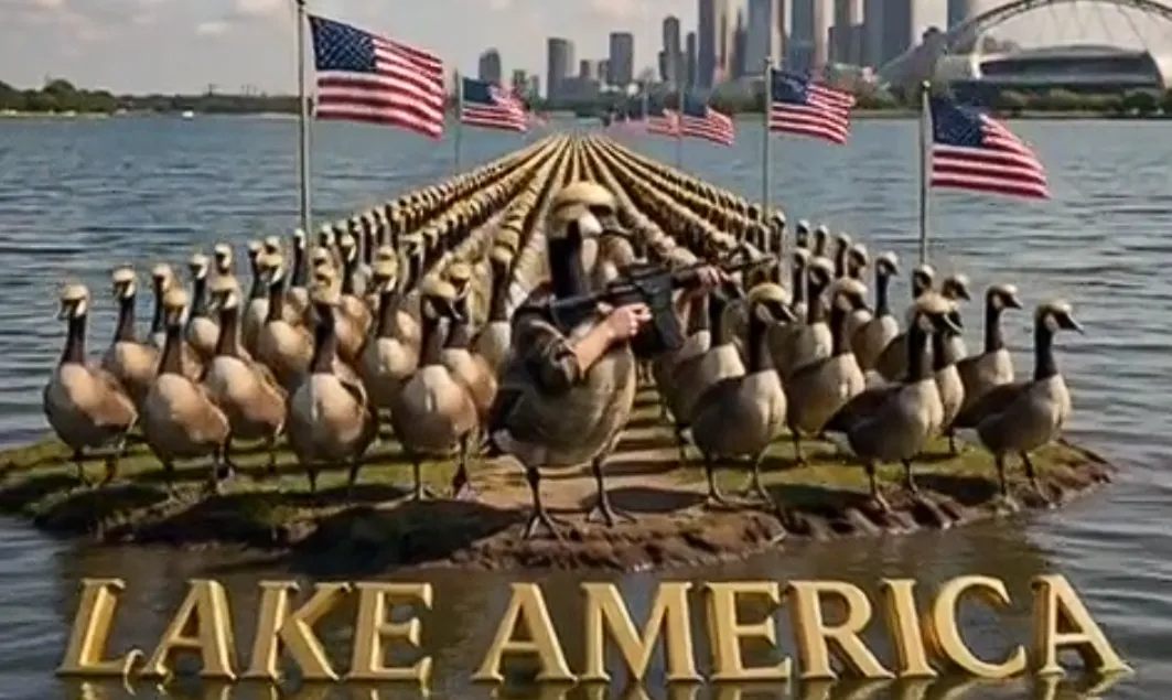 Screenshot from Truth Social Donald Duck Lake America Video https://truthsocial.com/@realDonaldTrump/posts/117179353254305954