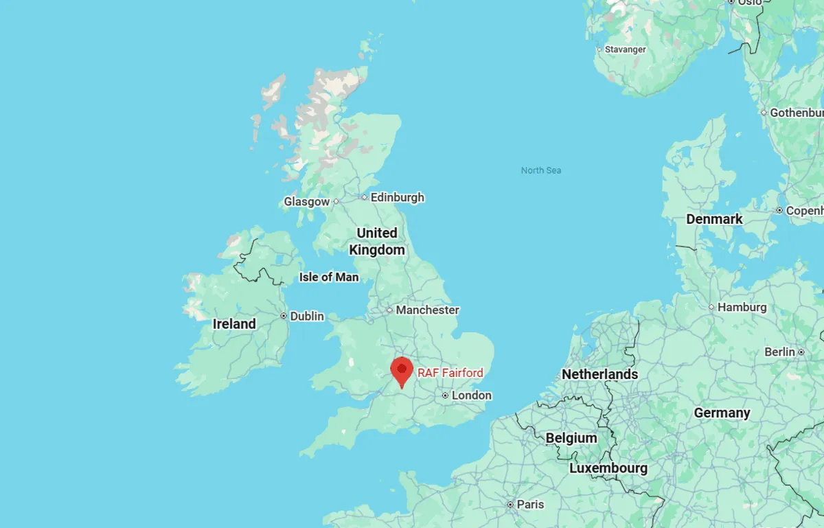 RAF Fairford, the U.K. military base long used by the U.S. Air Force, is located in the southwestern English county of Gloucestershire.
