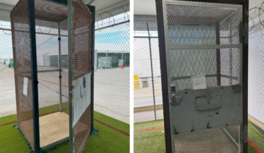 Detainees kept in small metal cages at Alligator Alcatraz