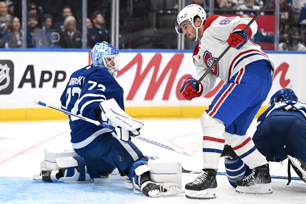 Sergei Bobrovsky Toronto Maple Leafs Alex Texier Montreal Canadiens