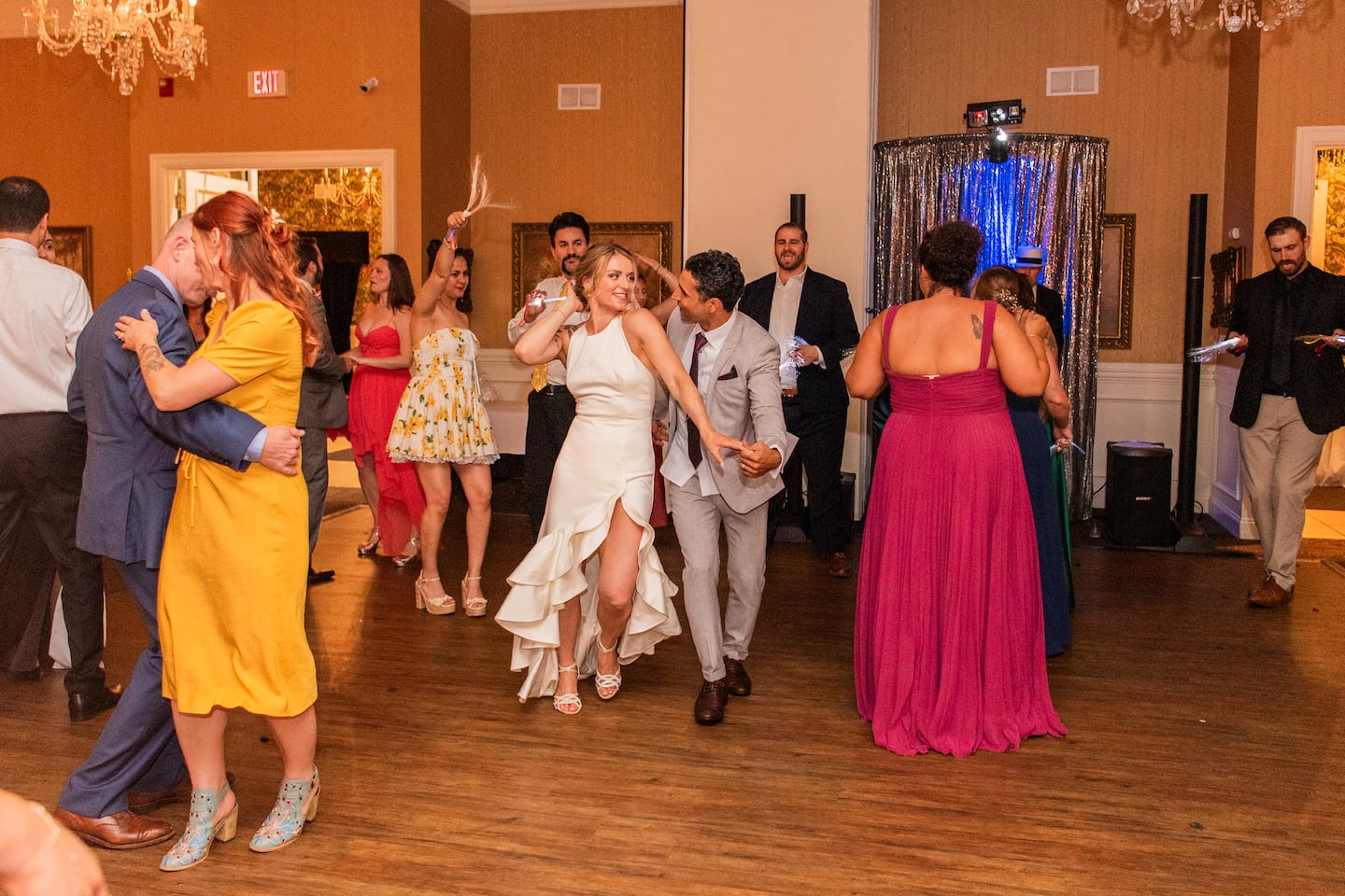 The bride did a dress change before dancing with her groom. They chose Beyonce’s “Halo,” because “it had a nice rhythm to it,” Aref says. “We could dance zuk to it.” Her instructions for Aref: “Dip me at these certain beats.” He also lifted her in the air. 