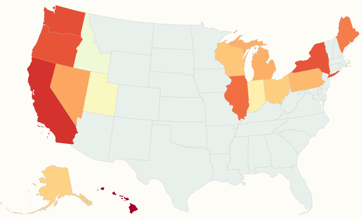 Map shows Donald Trump's approval rating in states with $6.50 diesel