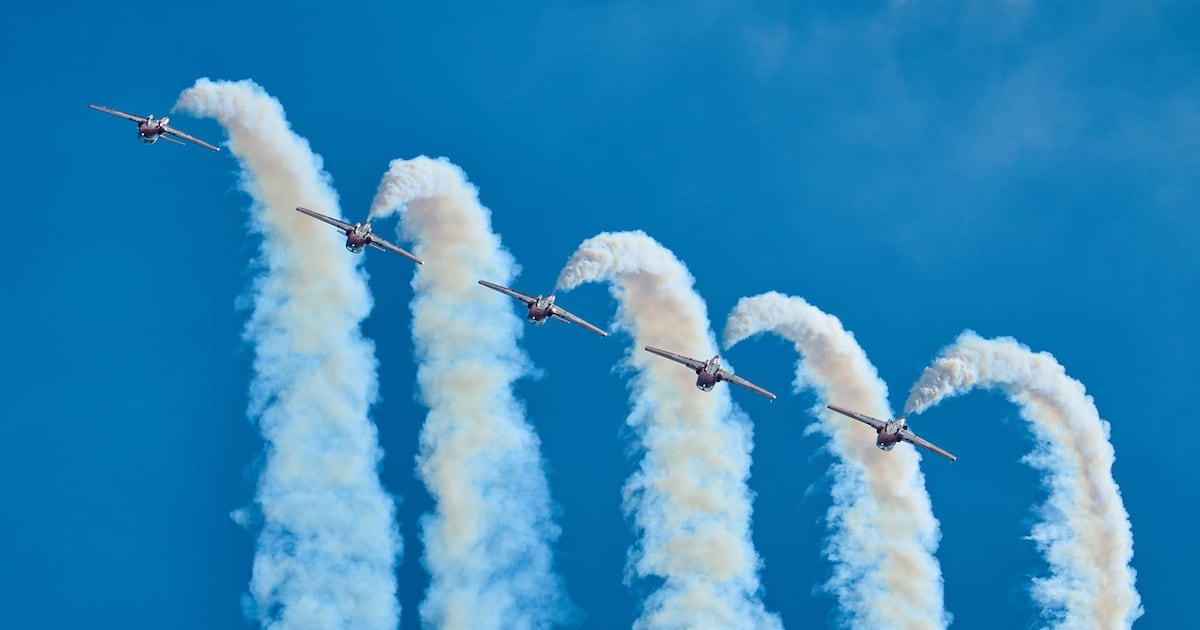 Canadian Forces Snowbirds whooshes over Lake Ontario