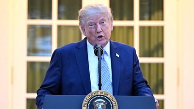 US President Donald Trump speaks during a Rose Garden dinner at the White House in Washington, DC. (AFP/File Photo)