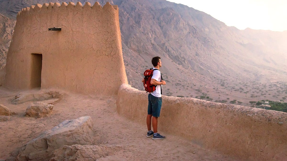 Male tourist walking around UAE