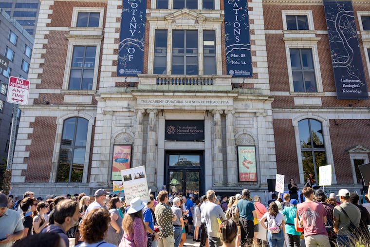 A rally outside the Academy of Natural Sciences of Drexel University Sept. 8.