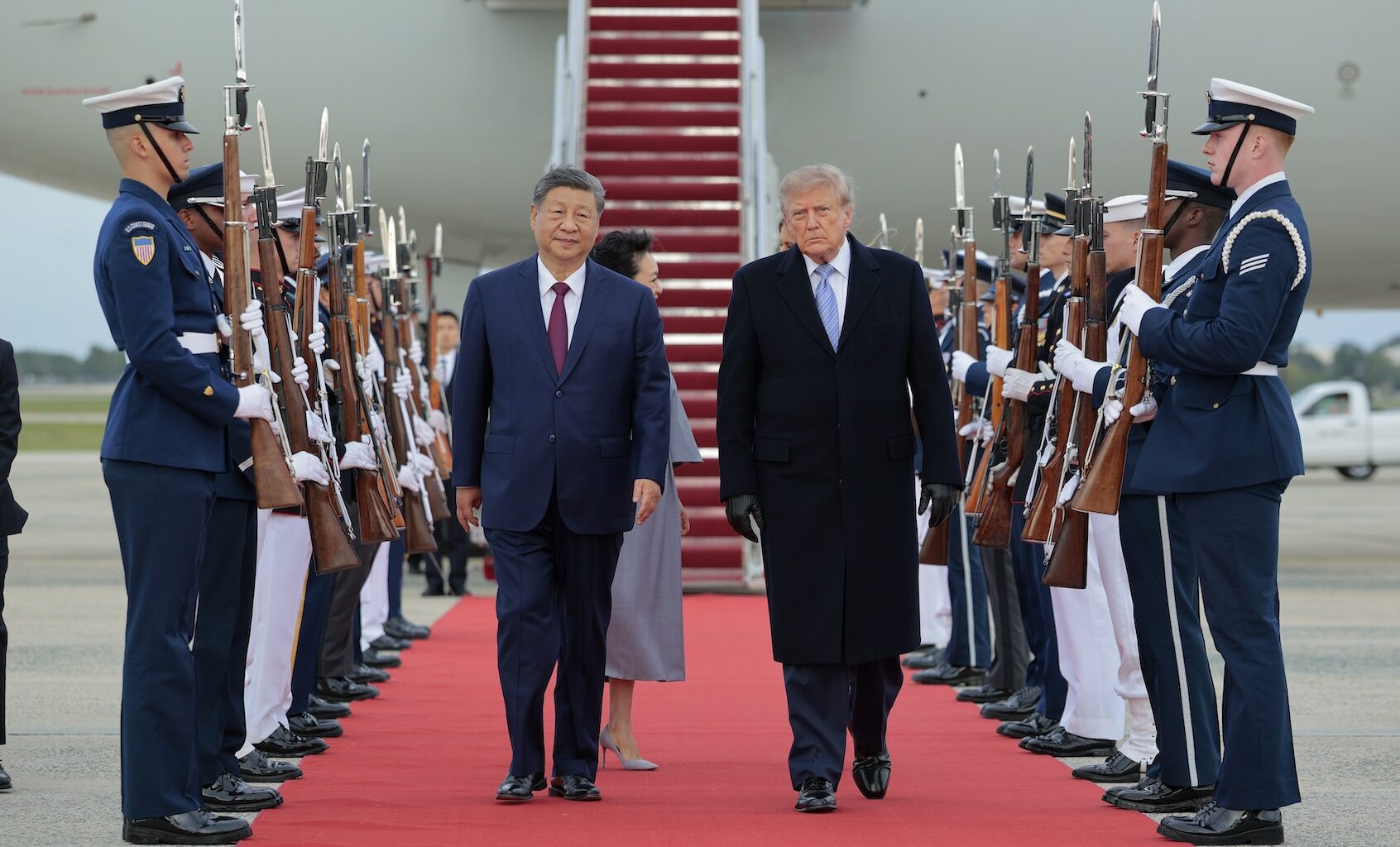 Donald Trump welcomes Chinese President Xi Jinping at Joint Base Andrews in Maryland, Sept. 23, 2026. (Chip Somodevilla/Getty Images)