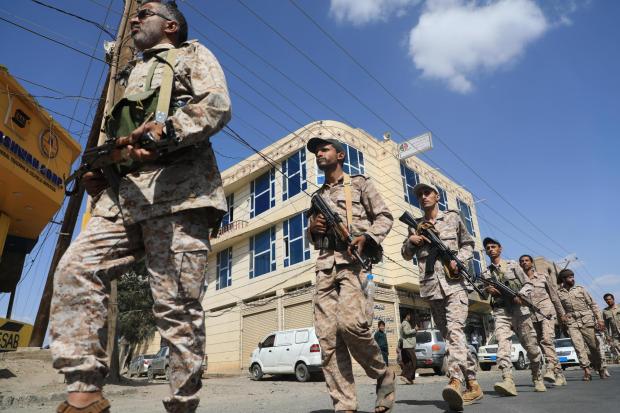 Yemen's Houthi rebels march during a mobilization campaign in Sanaa, Yemen, Thursday, Sept. 10, 2026. (AP Photo)