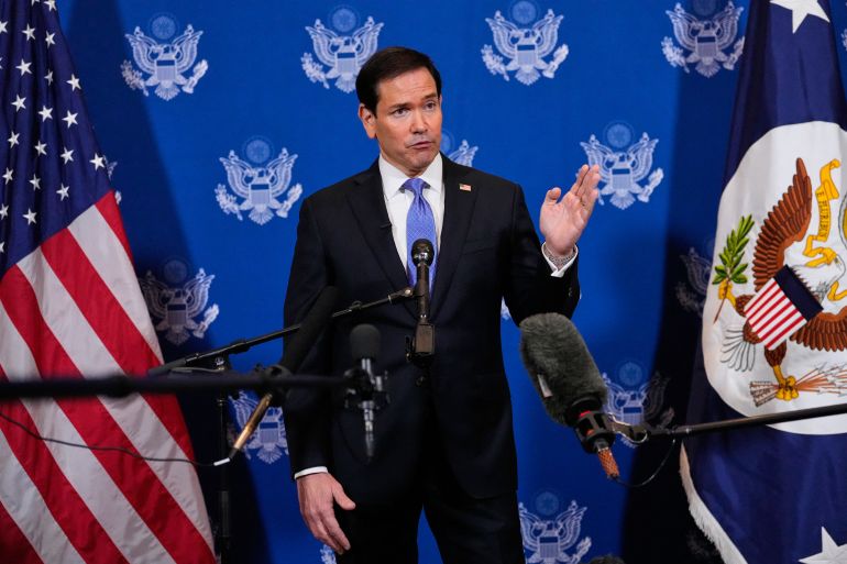 US Secretary of State Marco Rubio speaks during a press gaggle after meeting with Russian Foreign Minister Sergey Lavrov on the sidelines of the 81st United Nations General Assembly in New York, on September 23, 2026. (Photo by Yuki Iwamura / POOL / AFP)
