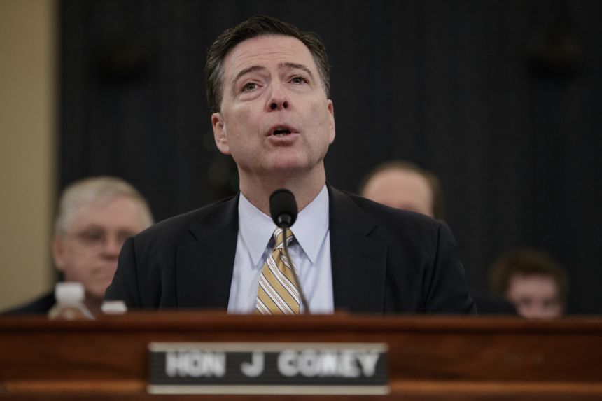 FBI Director James Comey testifies on Capitol Hill in Washington, Monday, March 20, 2017, before the House Intelligence Committee hearing on allegations of Russian interference in the 2016 U.S. presidential election.