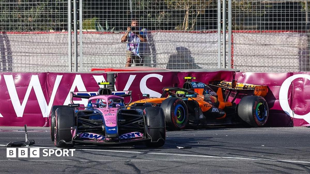 Debris is strewn over the Baku circuit after Alpine's Pierre Gasly and McLaren's Lando Norris were knocked out of the race by Alpine's Franco Colapinto