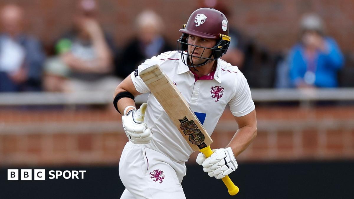 Somerset's Tom Lammonby looks back to his right as he runs between the wickets