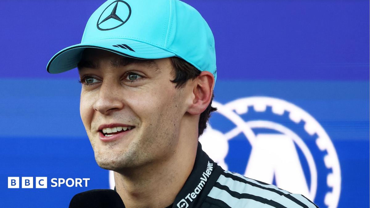 George Russell in his Mercedes on track during final practice of the Baku Grand Prix