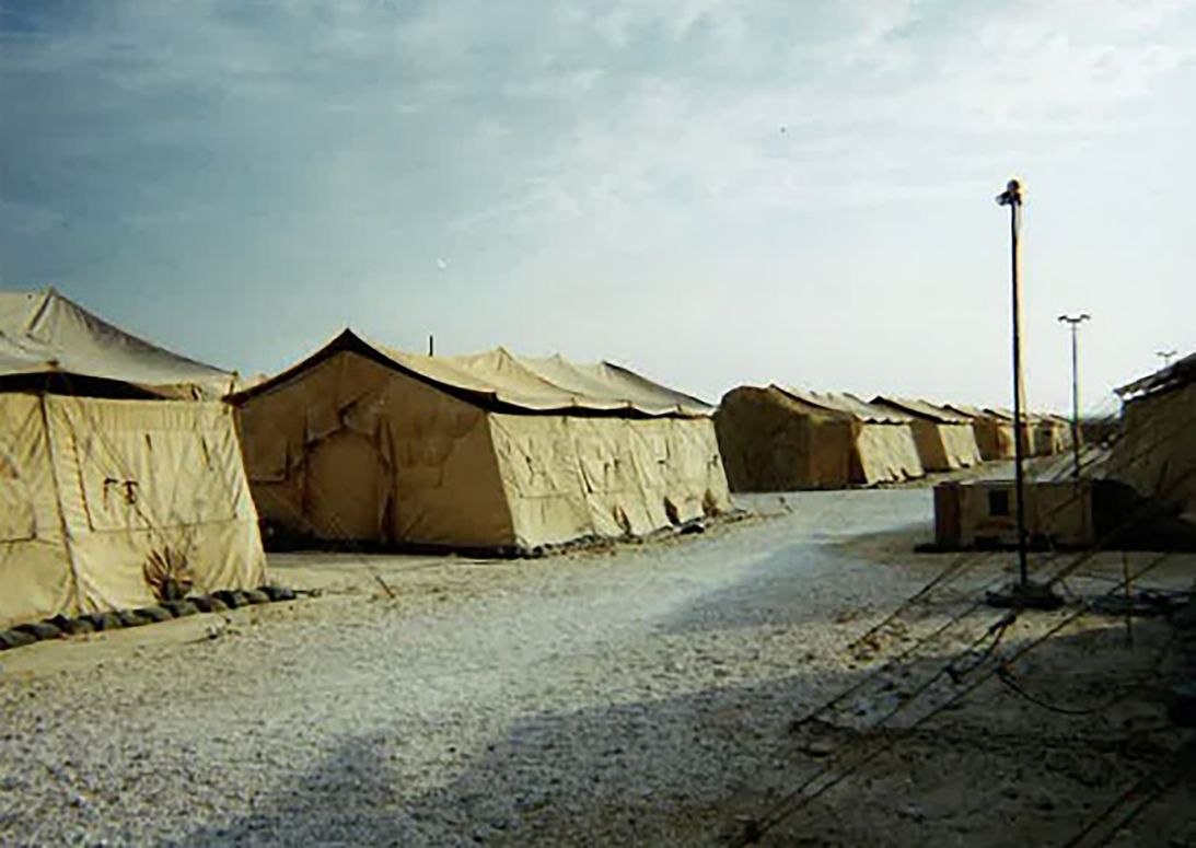 Tents on Thumrait Air Base, Oman, in 2002.