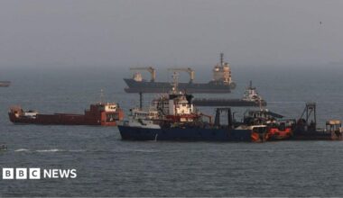 File photo showing commercial ships anchored in the Strait of Hormuz, off the coast of Bandar Abbas, Iran (10 August 2026)