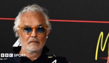 (left to right) Alpine's Flavio Briatore, Ferrari's Frederic Vasseur, McLaren's Andrea Stella