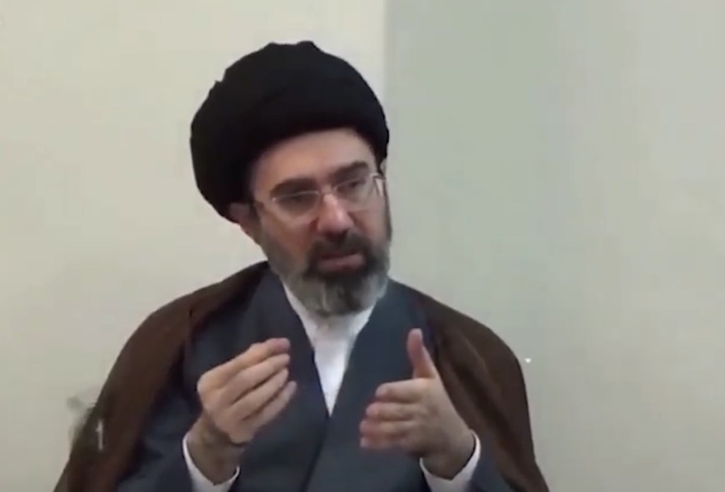 Iran's leader Mojtaba Khamenei speaking during a session.