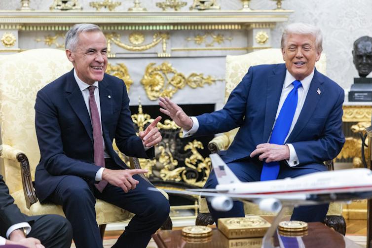 Mark Carney with US president, Donald Trump, in the Oval Office in October 2025.