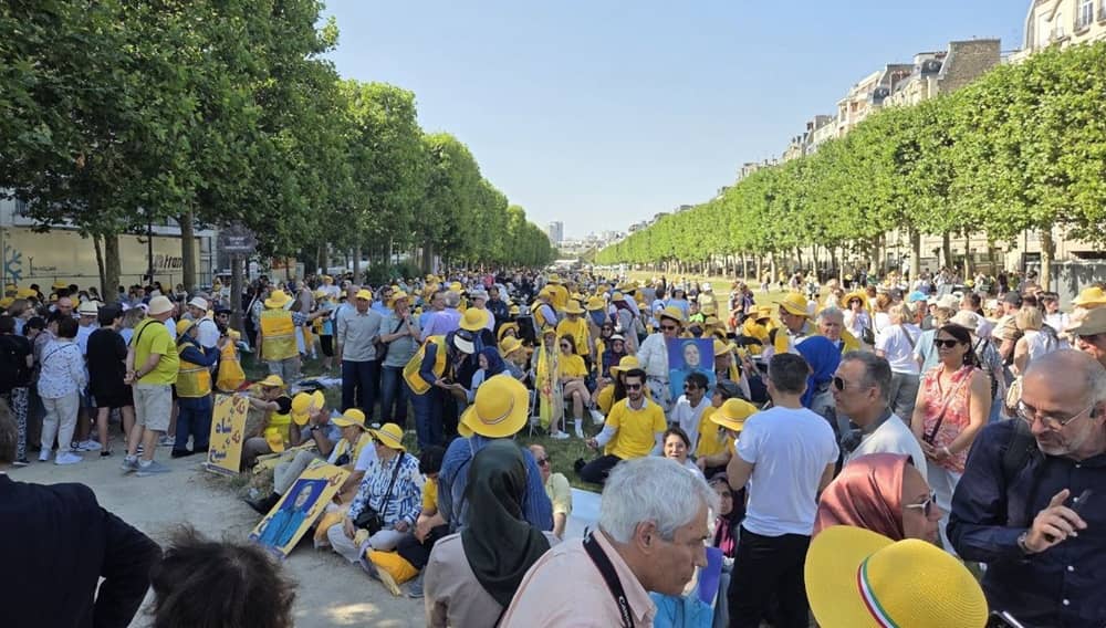 Thousands of Iranians gathered in Paris for the Free Iran 2026 Rally—June 20, 2026—June 20, 2026