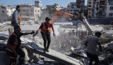 War-damaged Gaza building housing displaced Palestinian families collapses, killing at least 14 people