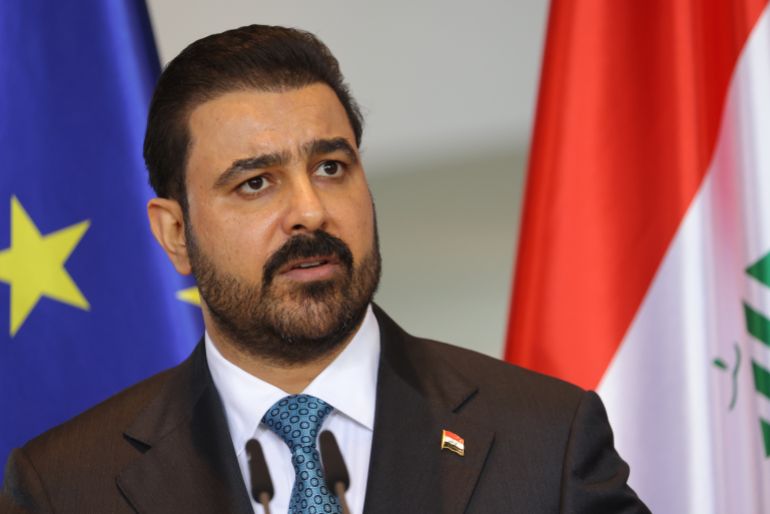 BERLIN, GERMANY - SEPTEMBER 15: Iraqi Prime Minister Ali al-Zaidi speaks during a joint press conference with Germans chachellor at the Chancellery on September 15, 2026 in Berlin, Germany. High on the meeting's agenda is the expansion of economic cooperation between Germany and Iraq. (Photo by Michele Tantussi/Getty Images)