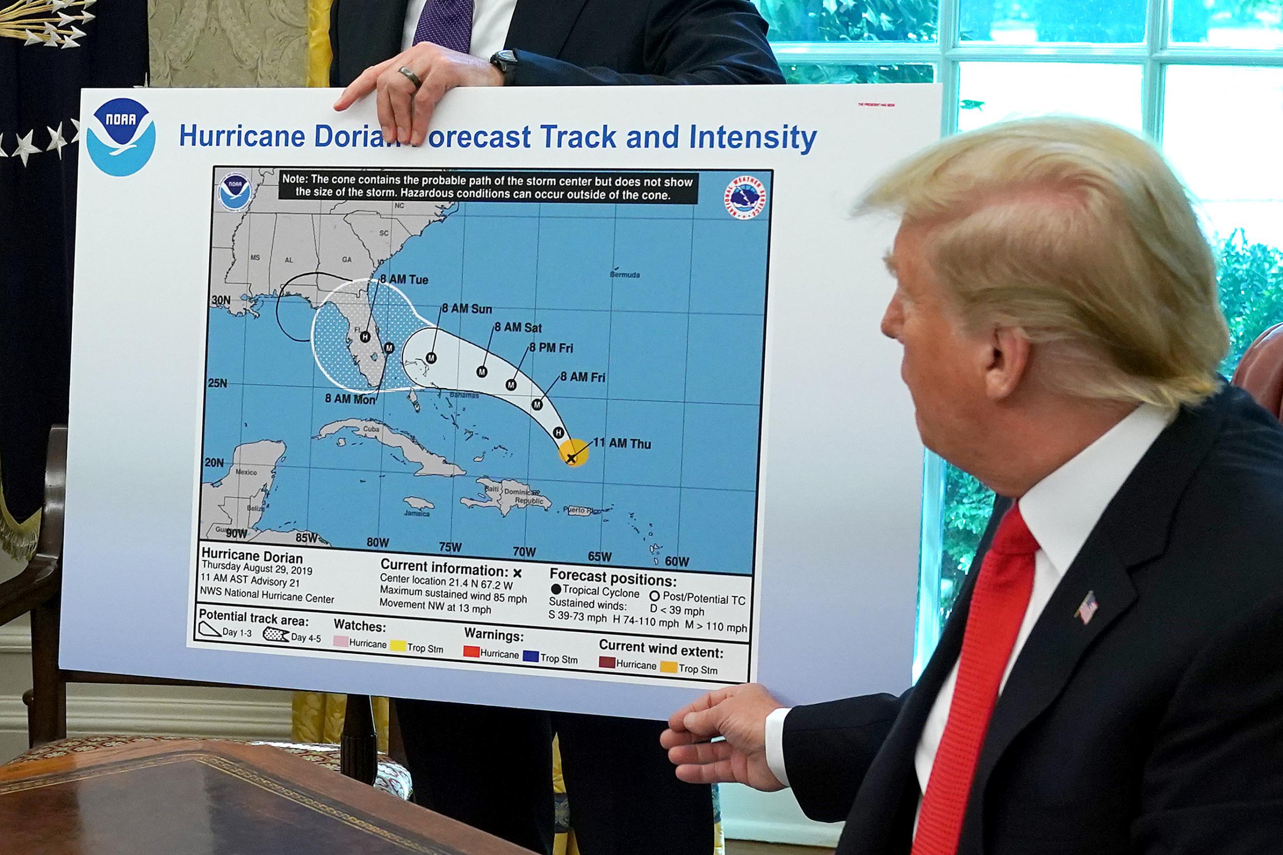 Trump famously doctored a NOAA map to show a hurricane threatening Alabama when no such threat had ever existed