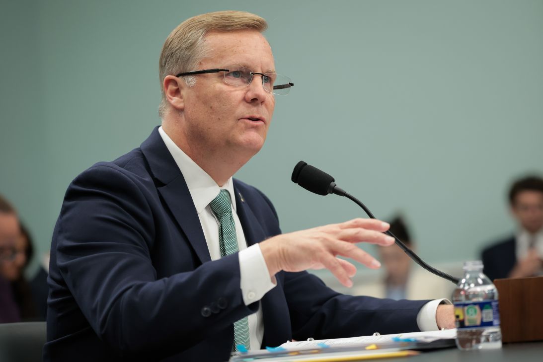 Acting Federal Aviation Administration (FAA) Administrator Chris Rocheleau testifies during a House Appropriations subcommittee at the U.S. Capitol on June 04, 2025.
