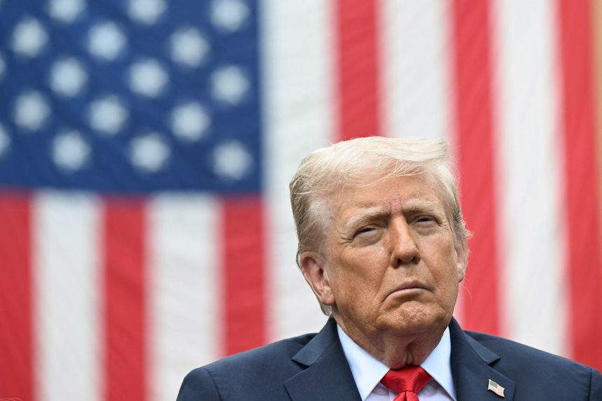 US President Donald Trump attends a 9/11 observance ceremony at the National 9/11 Pentagon Memorial in Washington, DC on September 11, 2025.
