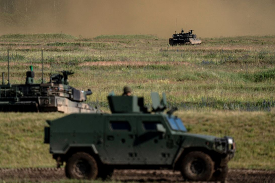 Military personnel from Poland, Lithuania, and France take part in training exercises during Operation Brave Boar 26 at the Orzysz Land Forces Training Center near the Suwalki Gap in Poland, on June 17.