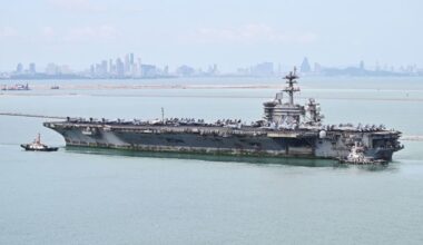Aircraft carrier USS Abraham Lincoln arrives in Thailand after months of combat in Middle East