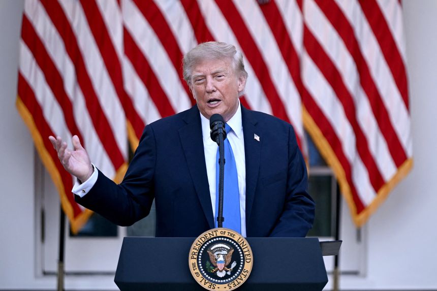 US President Donald Trump speaks during a Rose Garden Dinner at the White House in Washington, DC, on September 2, 2026.