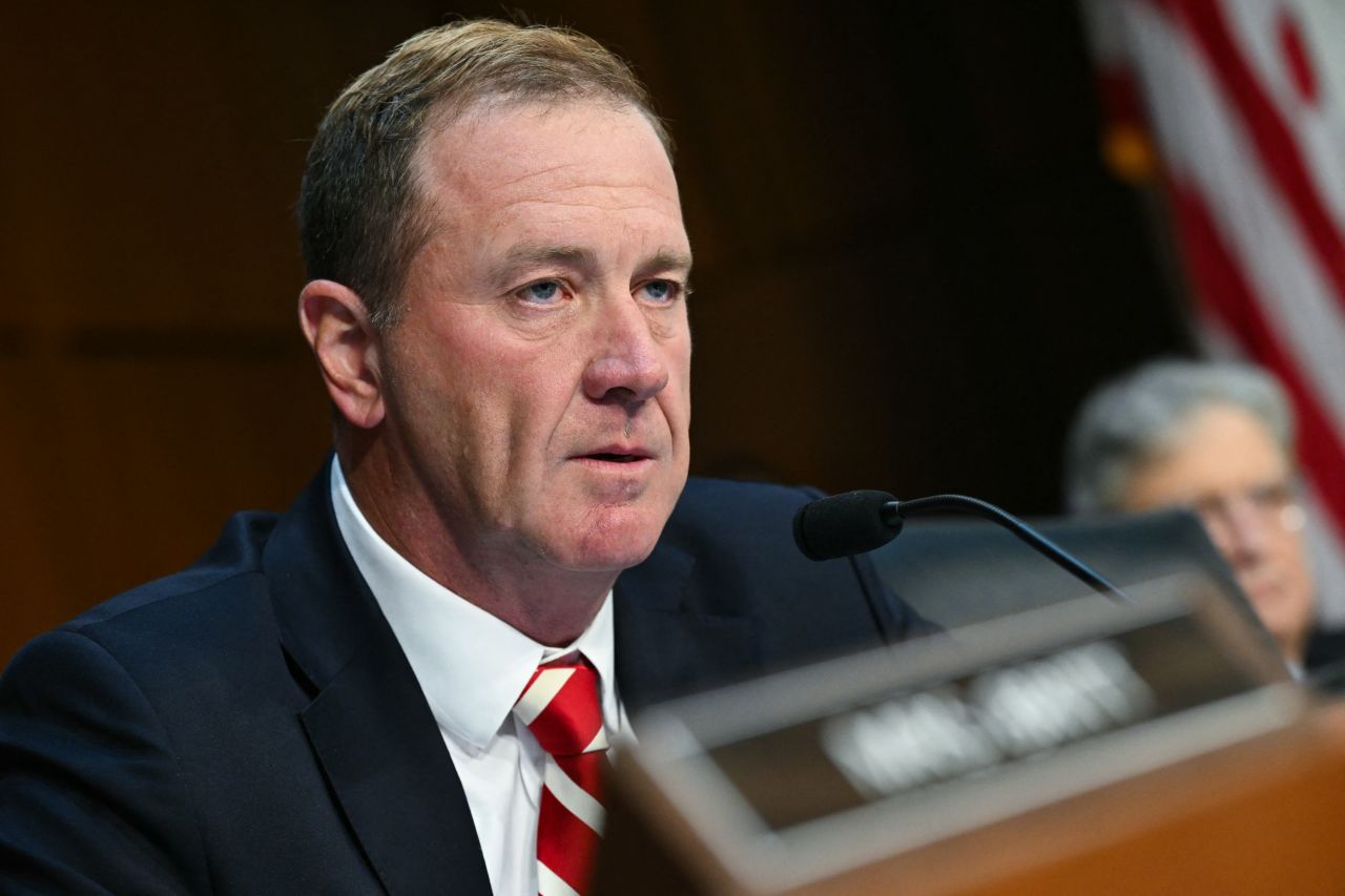 US Senator Eric Schmitt, looks on as former US Special Counsel Jack Smith testifies during a Senate Judiciary Committee hearing on Capitol Hill in Washington, DC, on September 29.