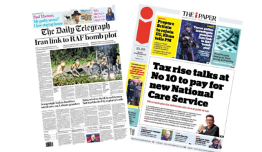 'Iran link to RAF bomb plot' and 'Tax rise talks at No 10'