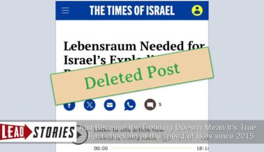 Fact Check: 'Lebensraum For Israel' Post DID Appear On Times Of Israel Blog In 2024 -- But Was Taken Down Later
